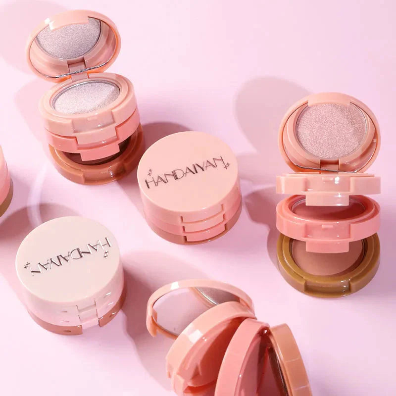 3 In 1 Matte Highlighter Contouring Blush Palette Pearly Shiny Eyeshadow Multifunctional Face Makeup Palette Female Cosmetic-4