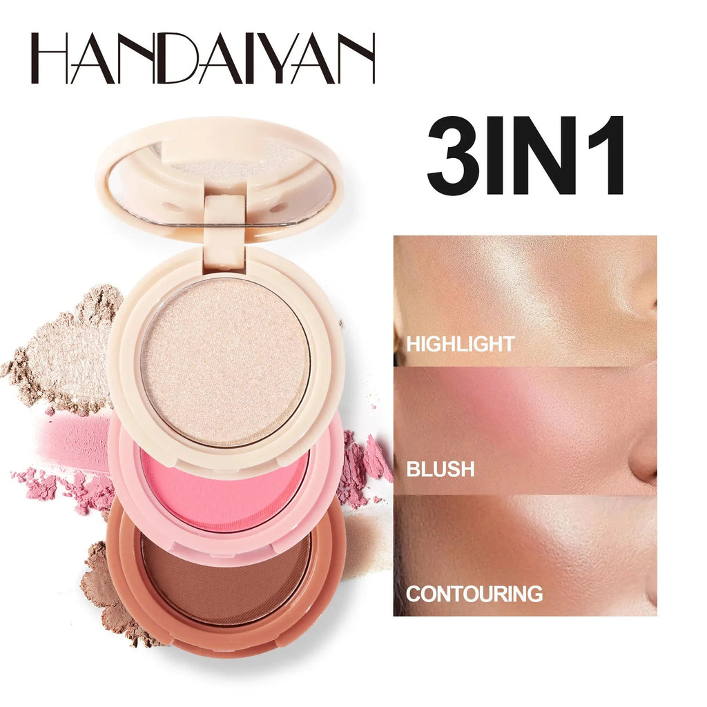 3 In 1 Matte Highlighter Contouring Blush Palette Pearly Shiny Eyeshadow Multifunctional Face Makeup Palette Female Cosmetic-0