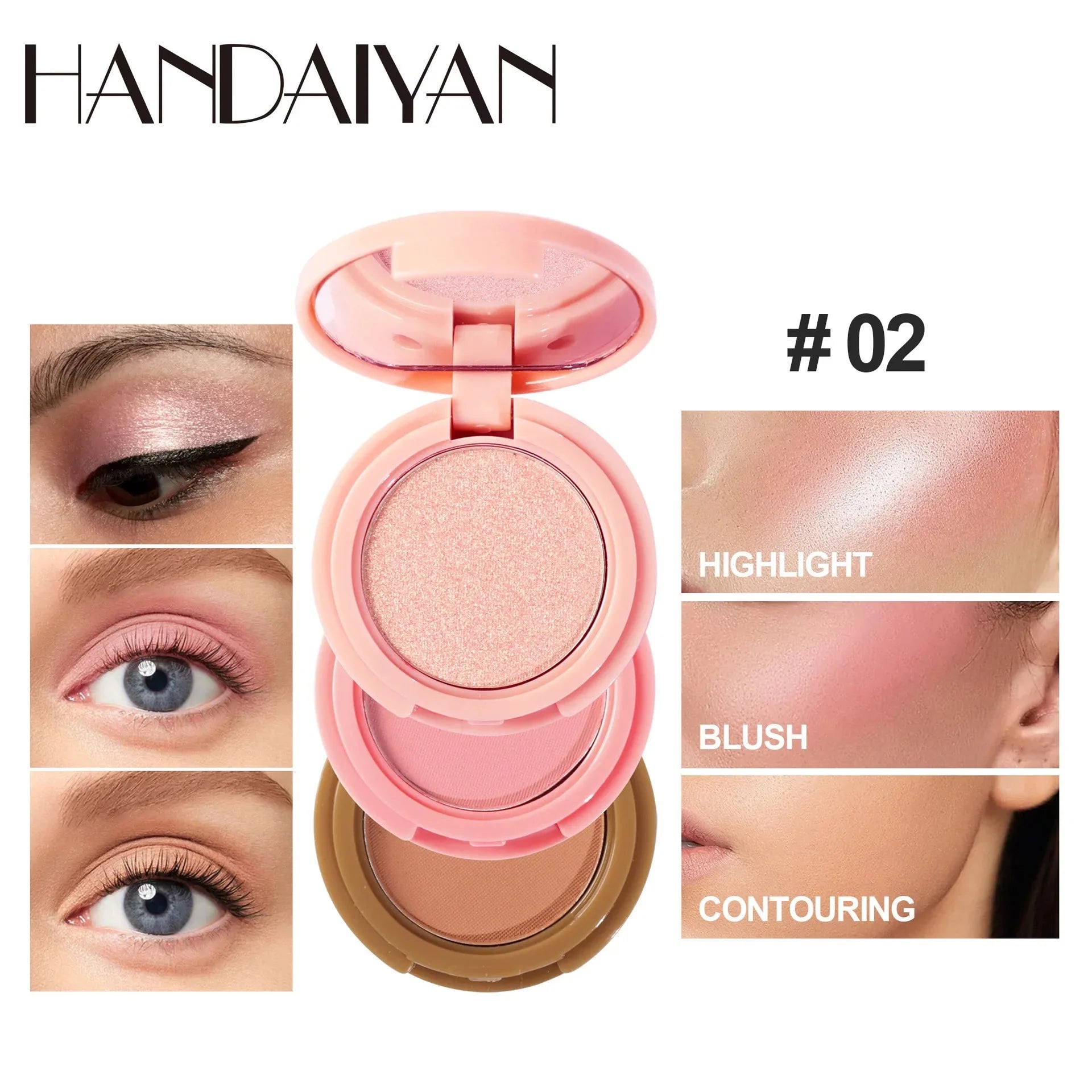 3 In 1 Matte Highlighter Contouring Blush Palette Pearly Shiny Eyeshadow Multifunctional Face Makeup Palette Female Cosmetic-6