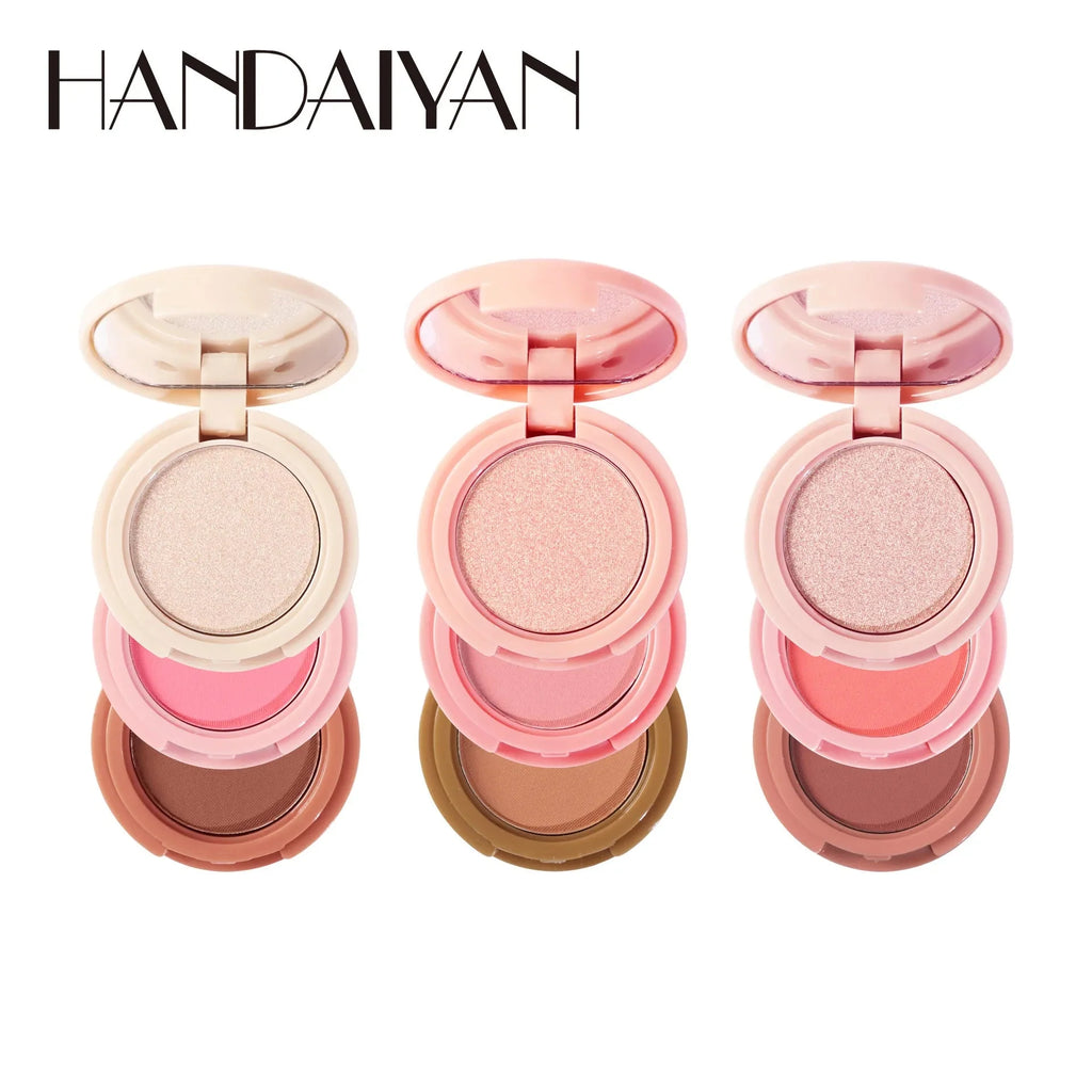 3 In 1 Matte Highlighter Contouring Blush Palette Pearly Shiny Eyeshadow Multifunctional Face Makeup Palette Female Cosmetic-3