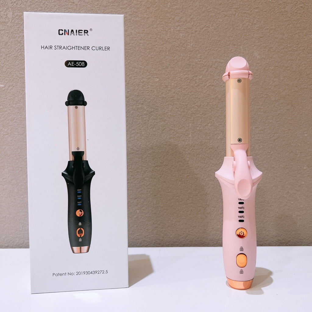 NNEDSZ Pink Mini Cordless Hair Curler with Adjustable Heat Settings and USB Charging-0