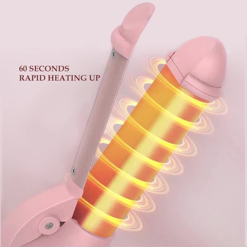 NNEDSZ Pink Mini Cordless Hair Curler with Adjustable Heat Settings and USB Charging-4